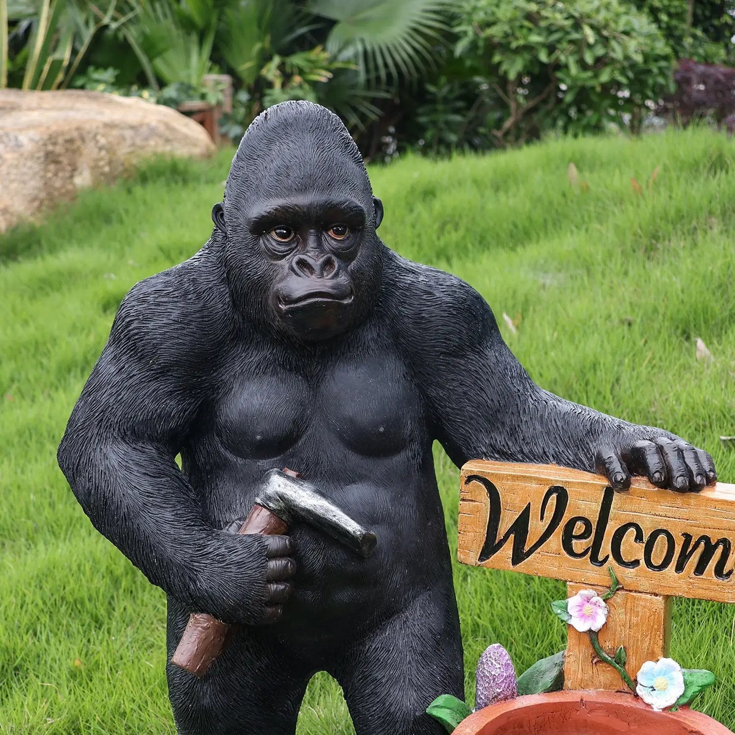 Outdoor Garden Sculpture Chimpanzee Flower Pot Planter by HouseOfZazla