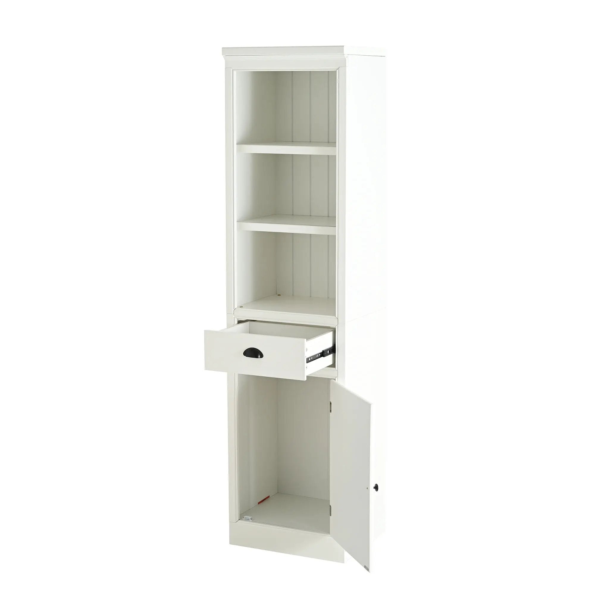 Retro Style 75'' Tall Display Shelf With Cabinet For Hallways Living Room Kitchen - White by HouseOfZazla