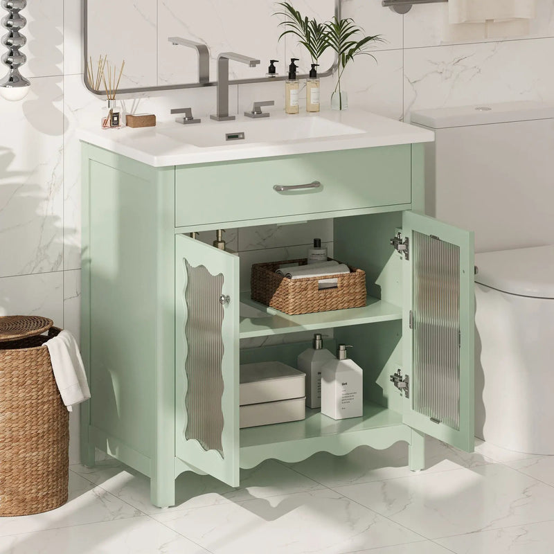 Modern Bathroom Vanity With Tempered Glass Doors by HouseOfZazla