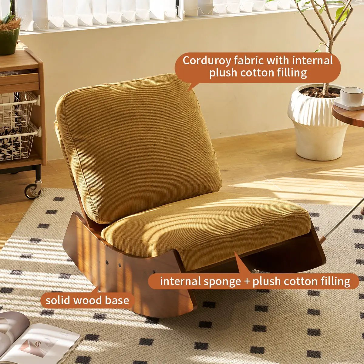 Comfortable High-Quality Upholstery Glider Rocking Chair by HouseOfZazla