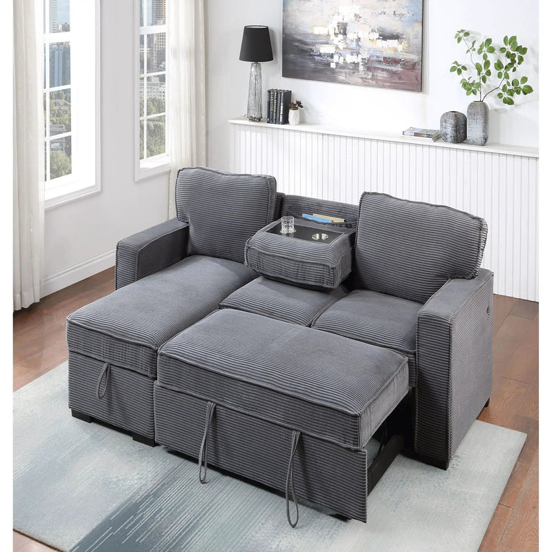 Territory - Pull Out Sofa Bed With Design - Dark Gray by Unique Piece Furniture