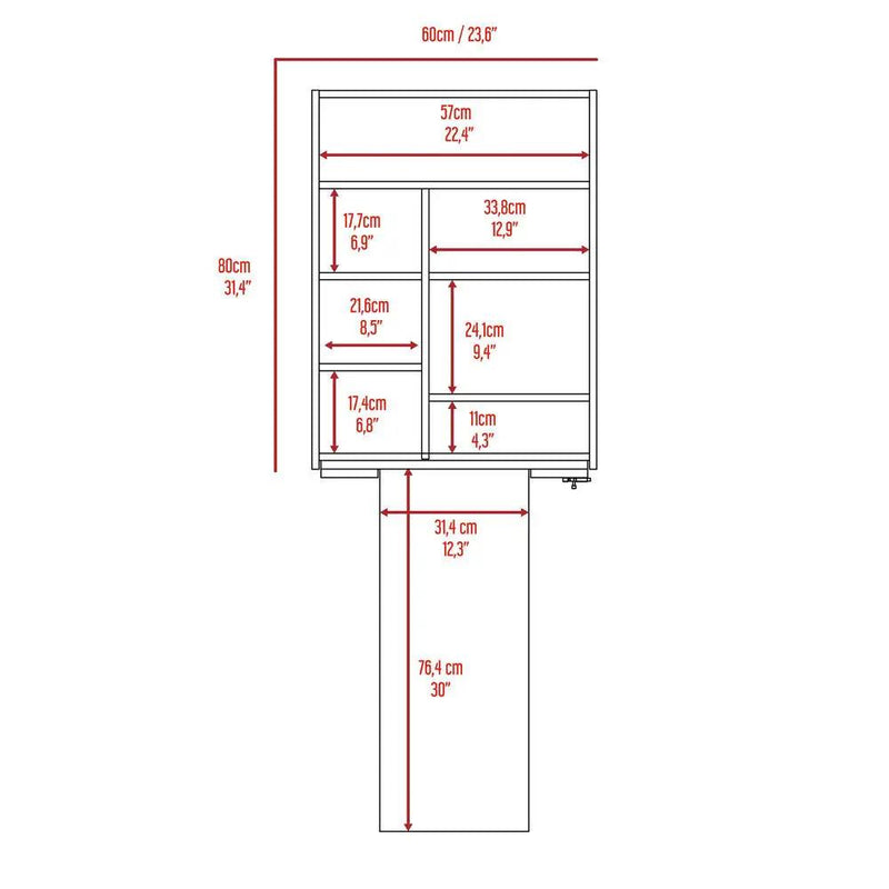 Wall Foldable Table With Multiple Shelves - White by HouseOfZazla