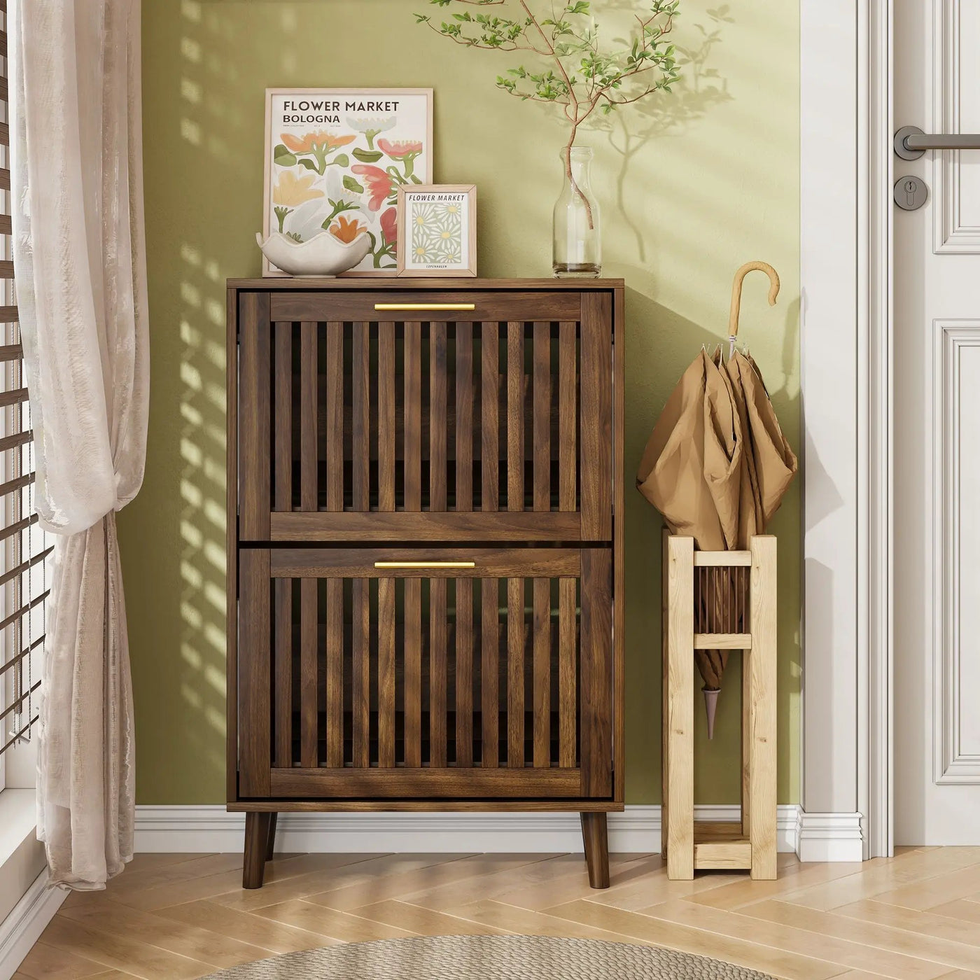 Medieval Modern Shoe Cabinet With 2 Flip Drawers And Fence Design by HouseOfZazla