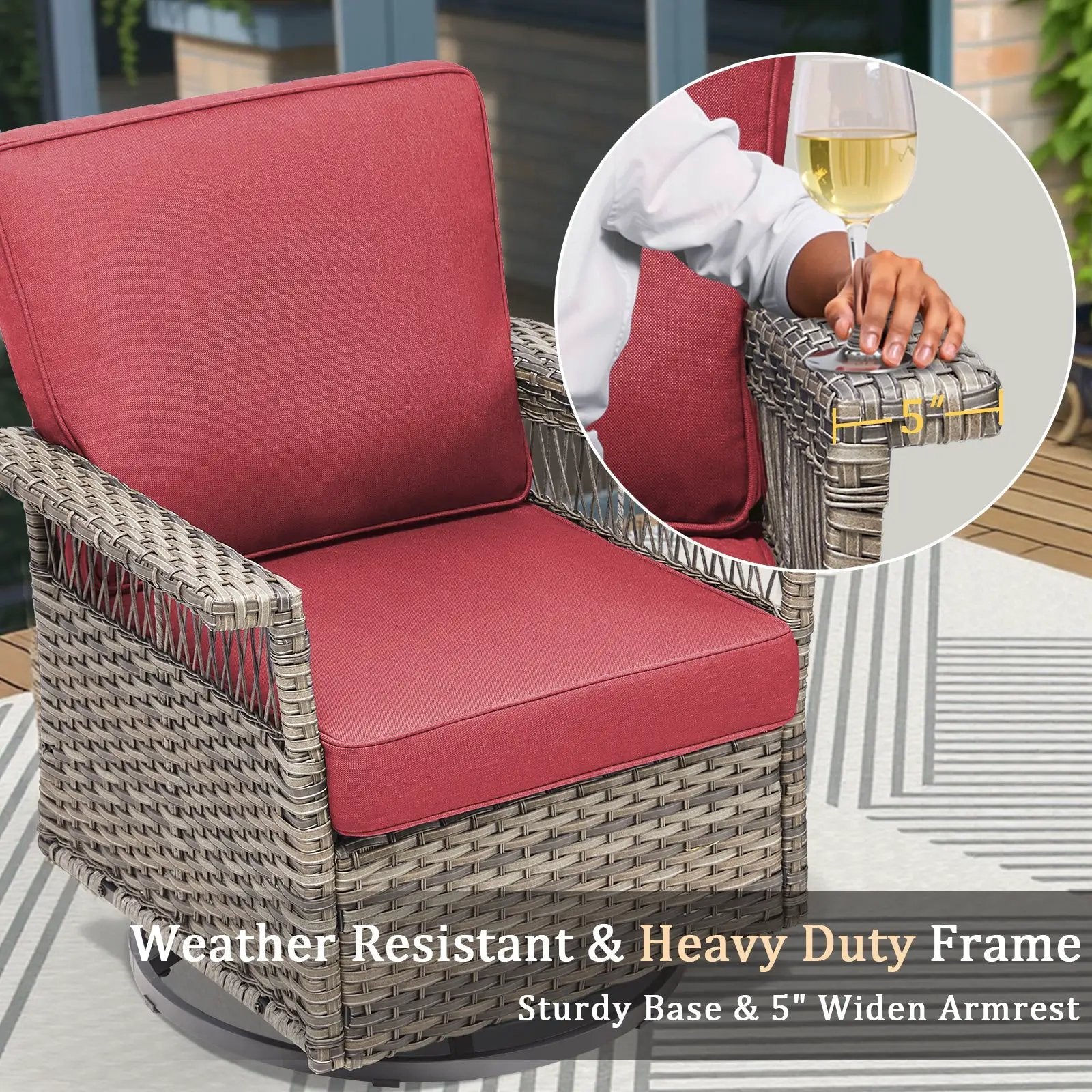 2 Piece Swivel Rocker Patio Chairs Set with Thick Cushions by HouseOfZazla