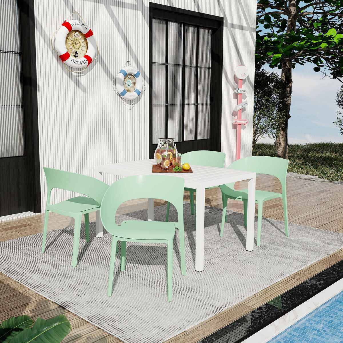 4 Piece Set Of Modern Designed Single Chairs With Long Table, photo 5 of 14