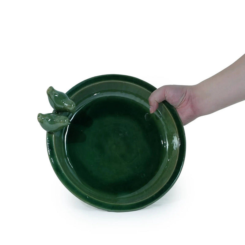 Handmade Ceramic Bird Bath, 11.8 Inch Olive by HouseOfZazla