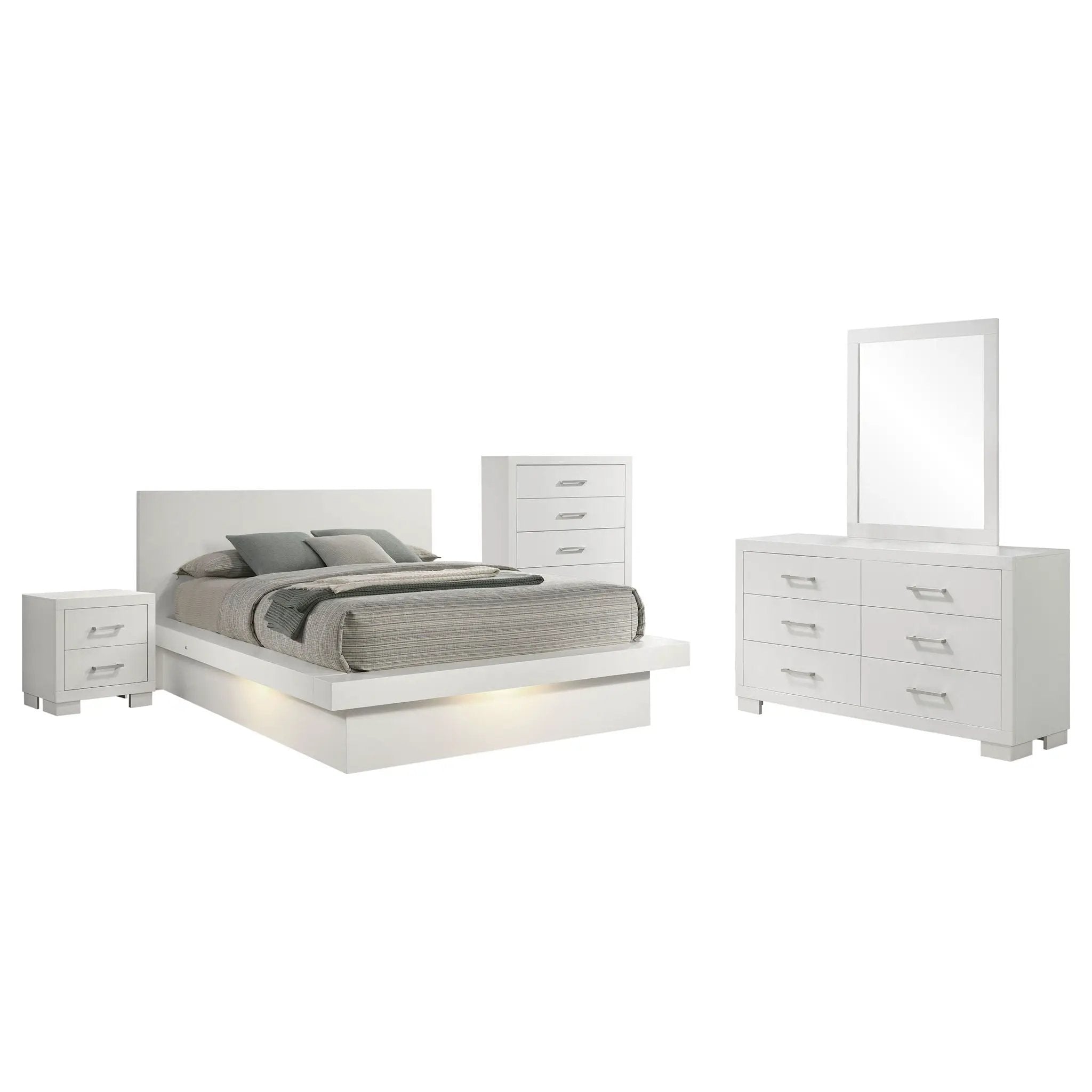 Jessica 5-piece Queen LED Bedroom Set Snow White by Unique Piece Furniture