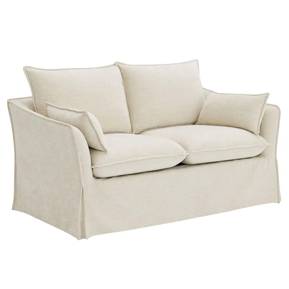 Shane - Loveseat With 2 Pillows - Beige Linen by Unique Piece Furniture