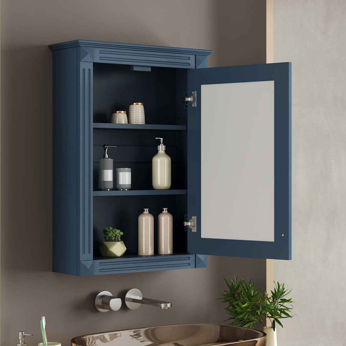 Wall Mounted Bathroom Storage Medicine Cabinet For Over Toilet With Mirror, photo 9 of 21
