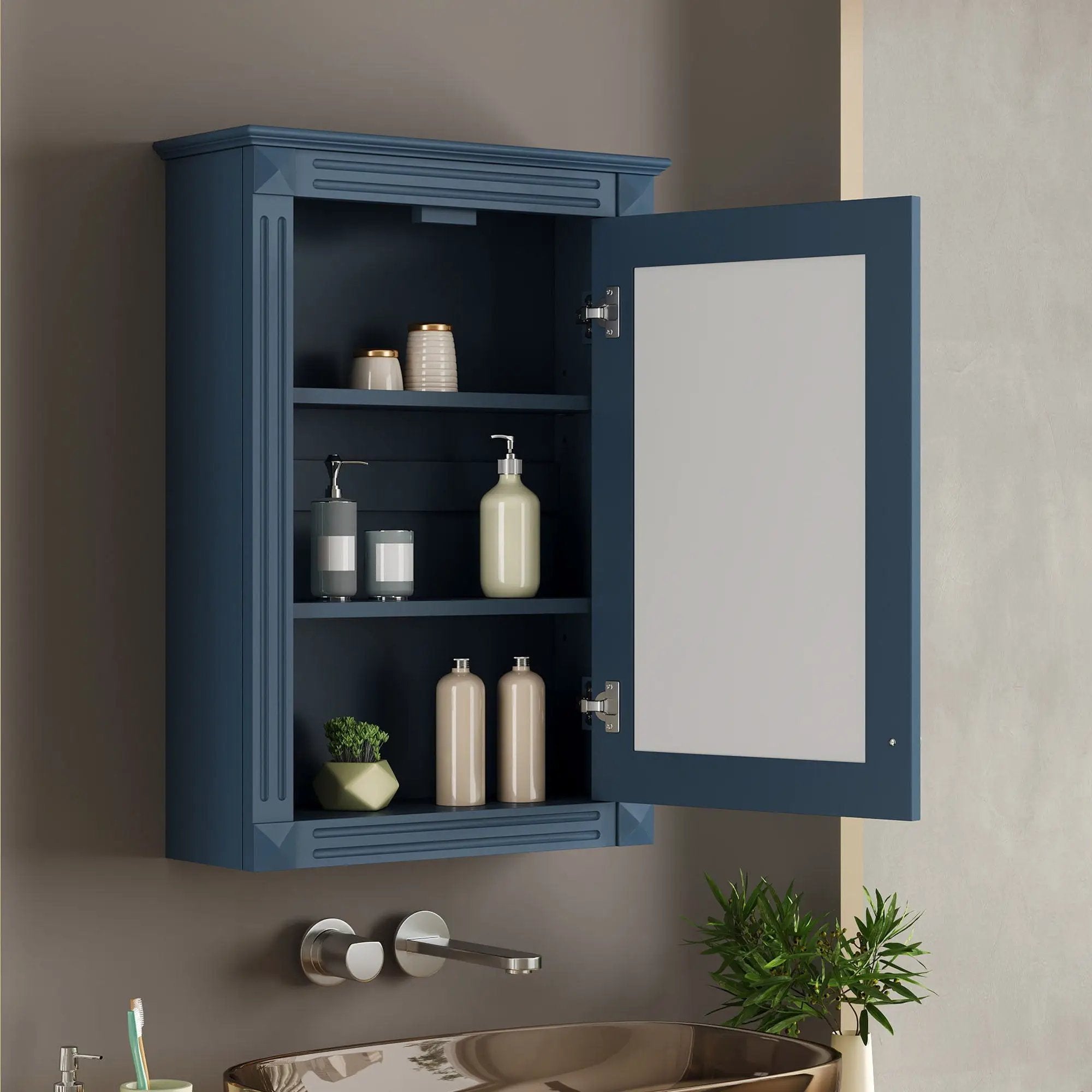 Wall Mounted Bathroom Storage Medicine Cabinet For Over Toilet With Mirror by HouseOfZazla