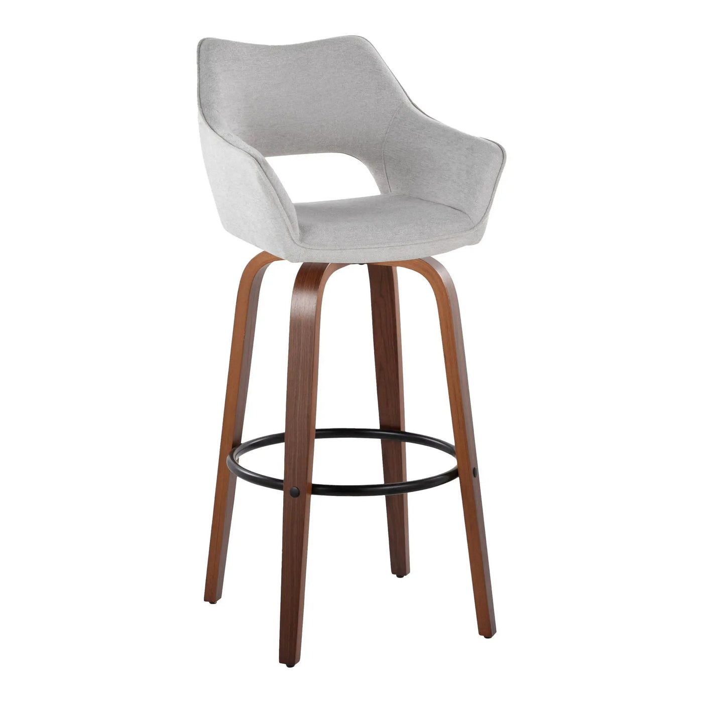 Mustang - Contemporary Fixed Height Barstool With Swivel & Round Footrest (Set of 2) by HouseOfZazla
