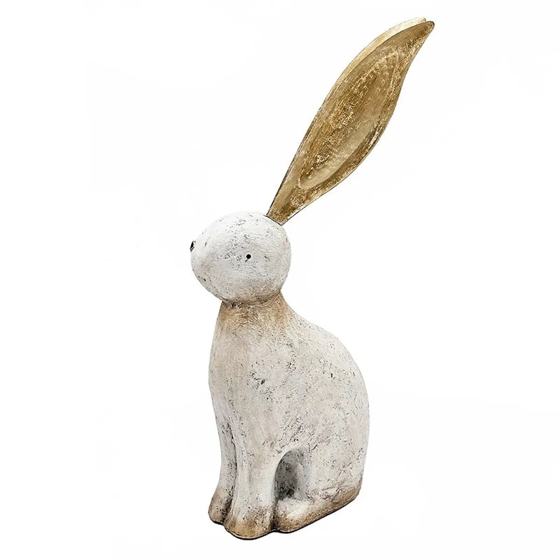 White Magnesium Rabbit Figurine with Gold Iron Ears by HouseOfZazla