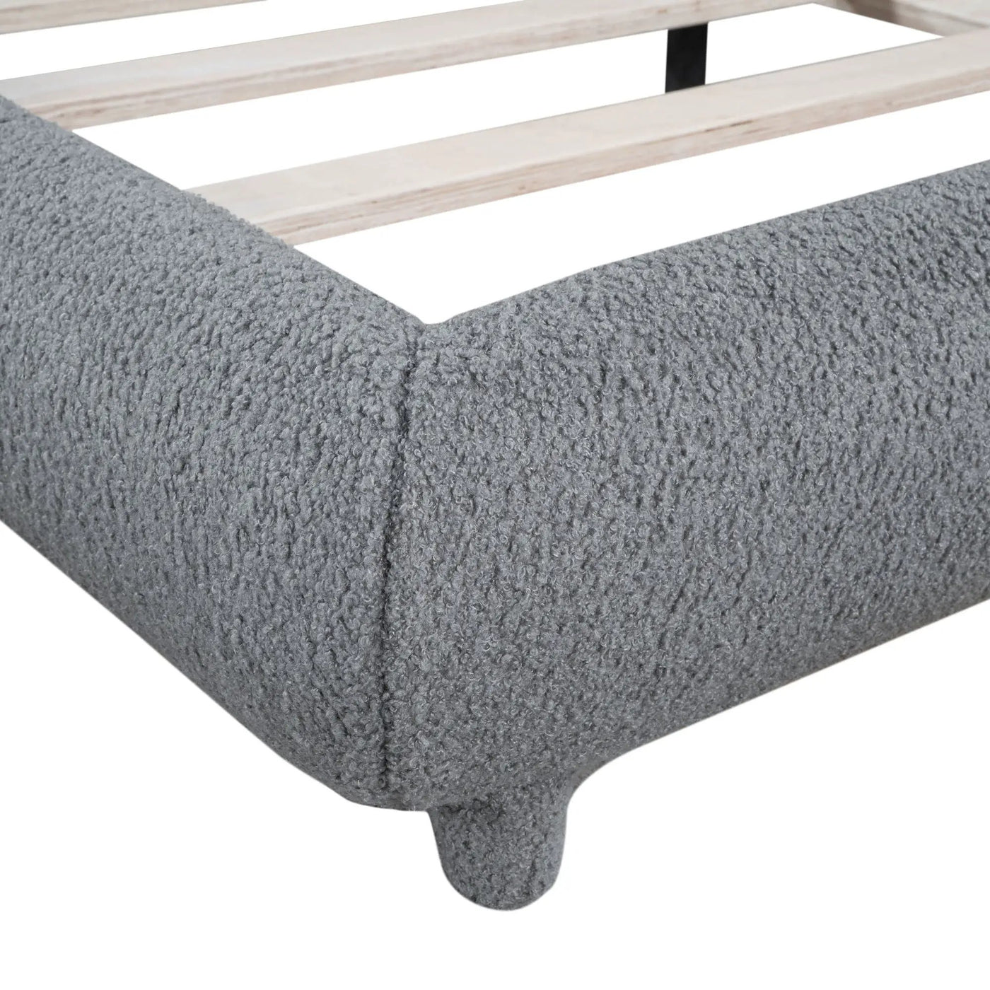 Upholstered Platform Bed With Thick Solid Frame And Stylish Curve-Shaped Design by HouseOfZazla