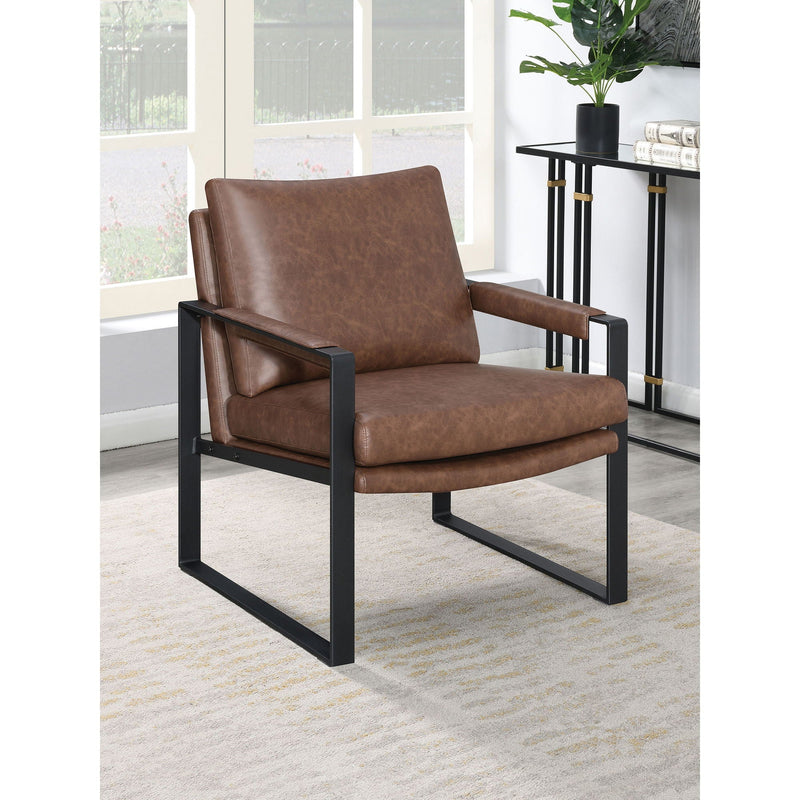 Starkston - Upholstered Track Arm Accent Chair - Brown by HouseOfZazla