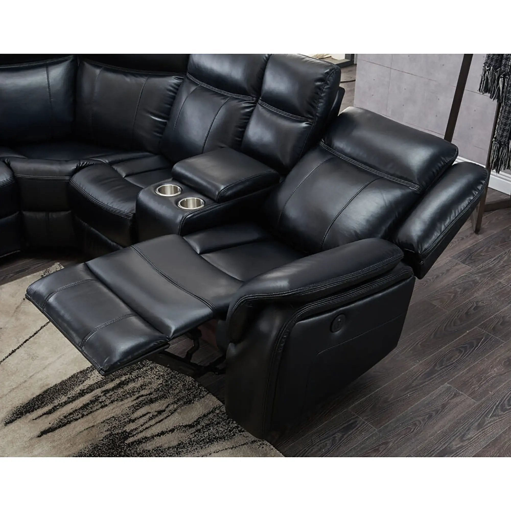 Jupiter - Leather Sectional - Black by Unique Piece Furniture