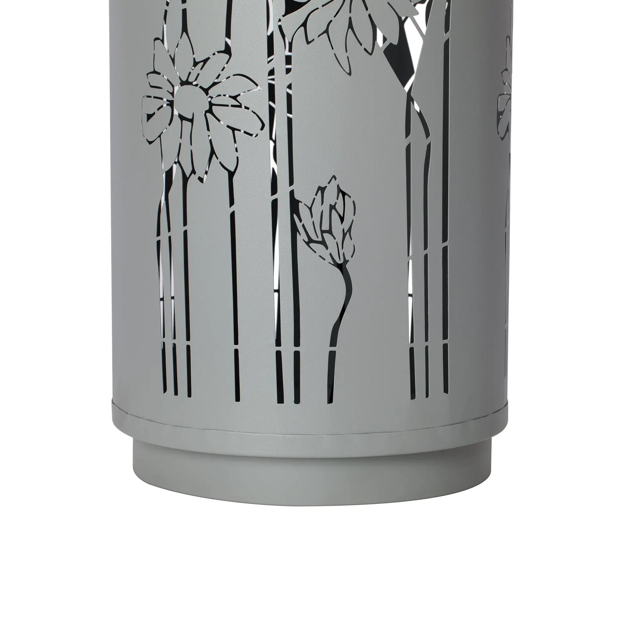 34.25'H Light Gray Metal Cutout Outdoor Water Fountain with LED Lights by HouseOfZazla