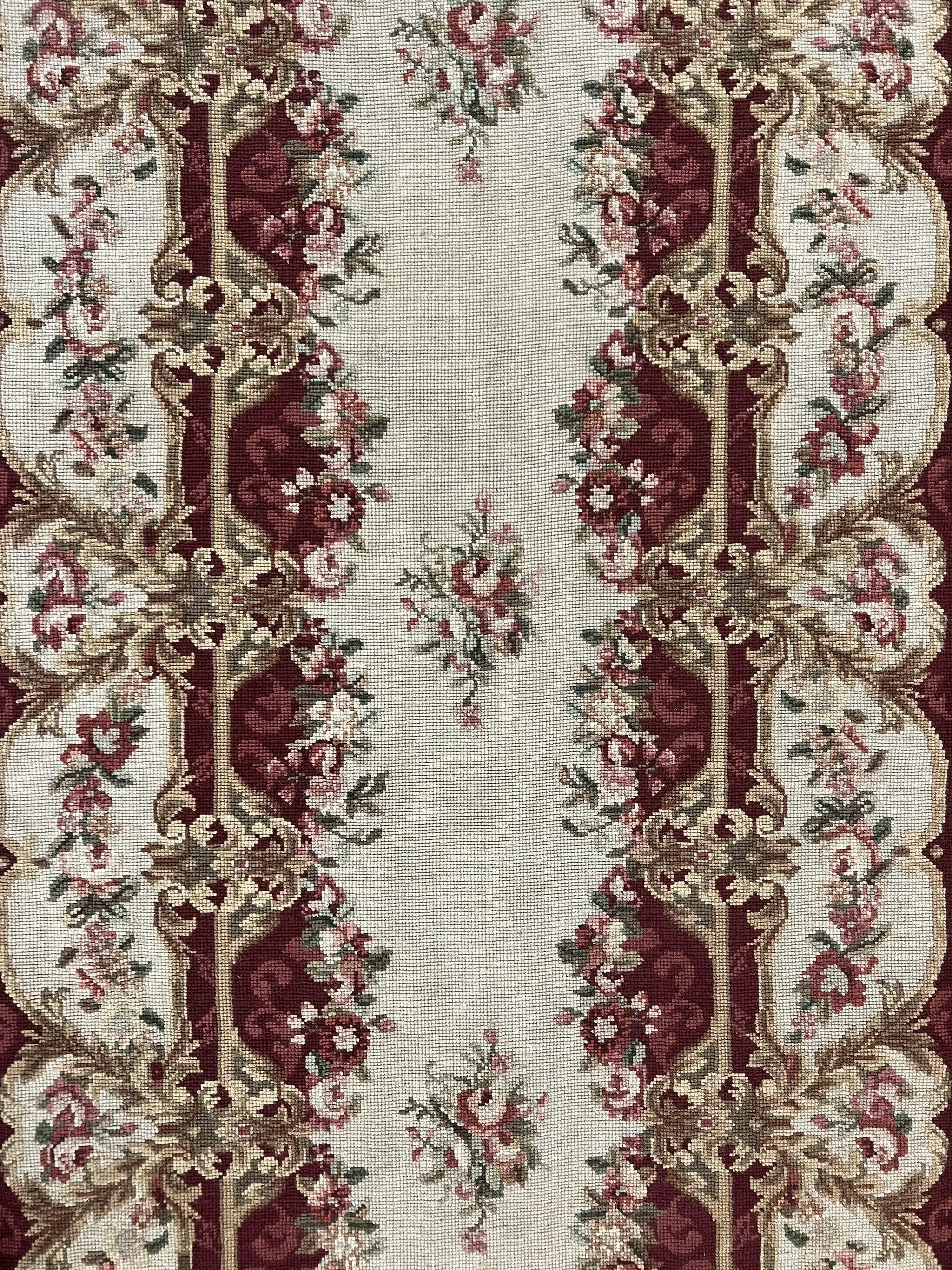 Needlepoint Runner Rug 2.5 x 10.7, Tan Runner Rug, Flatweave Runner, Aubusson European Design, Needlepoint Rug, Long Runner, Hallway Rug by Jewel Rugs