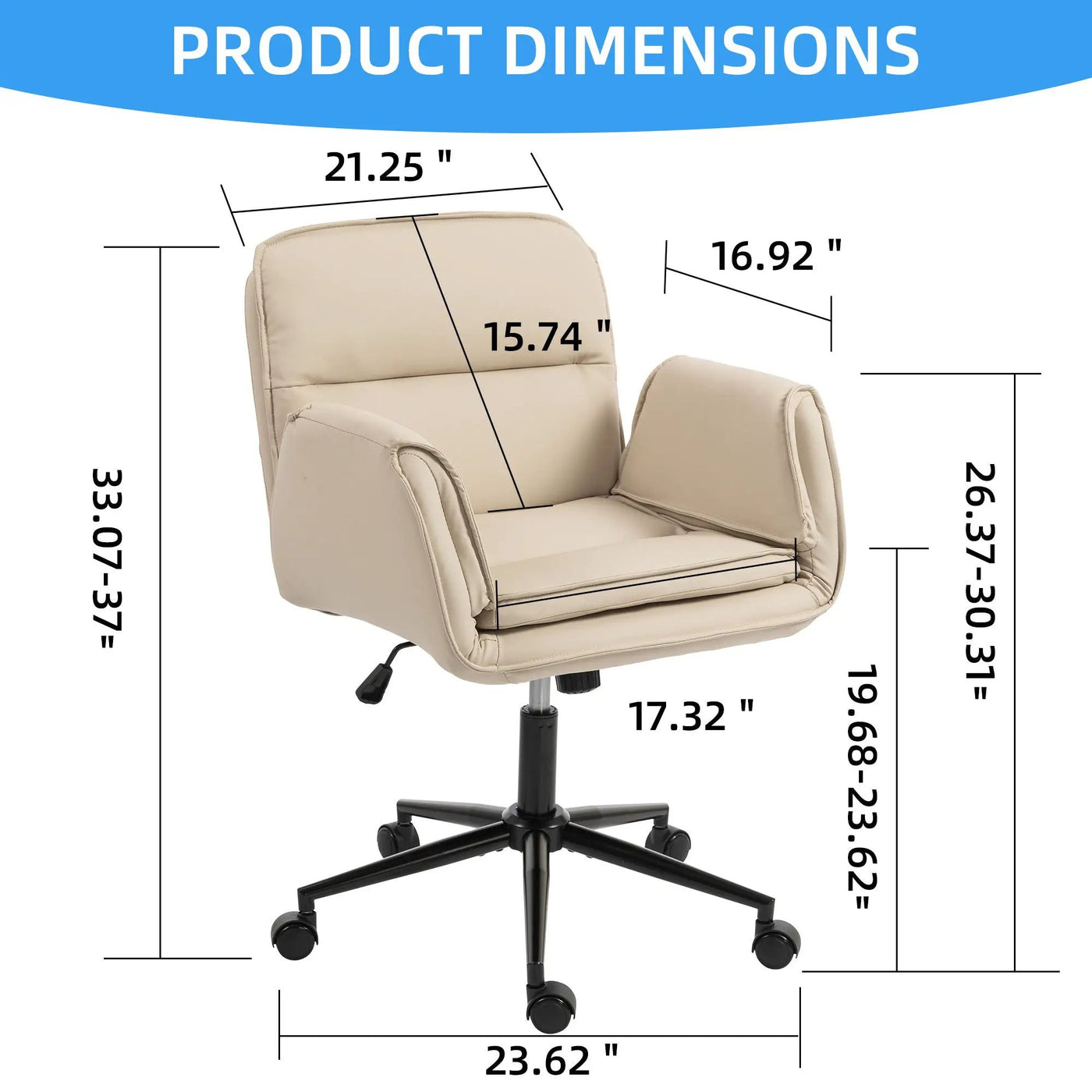 Criss Cross Swivel Desk Chair With Adjustable Armrests & Wheels For Home Office by HouseOfZazla