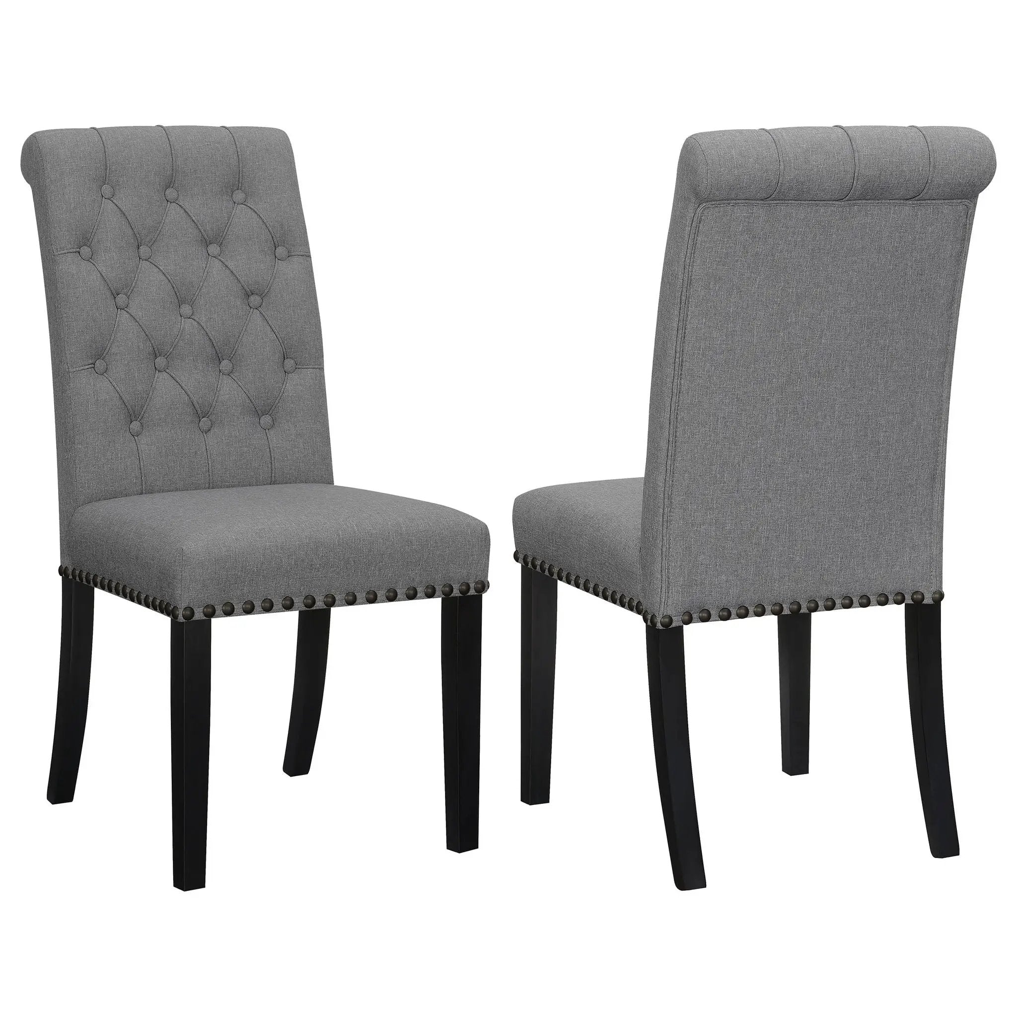 Alana Fabric Upholstered Dining Side Chair Grey (Set of 2) by Unique Piece Furniture