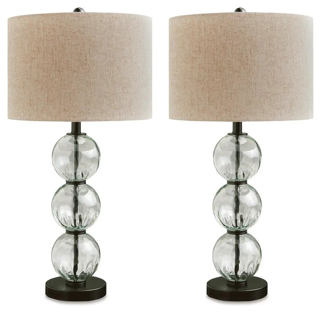 Airbal - Glass Table Lamp (Set of 2) - Clear / Black by Unique Piece Furniture