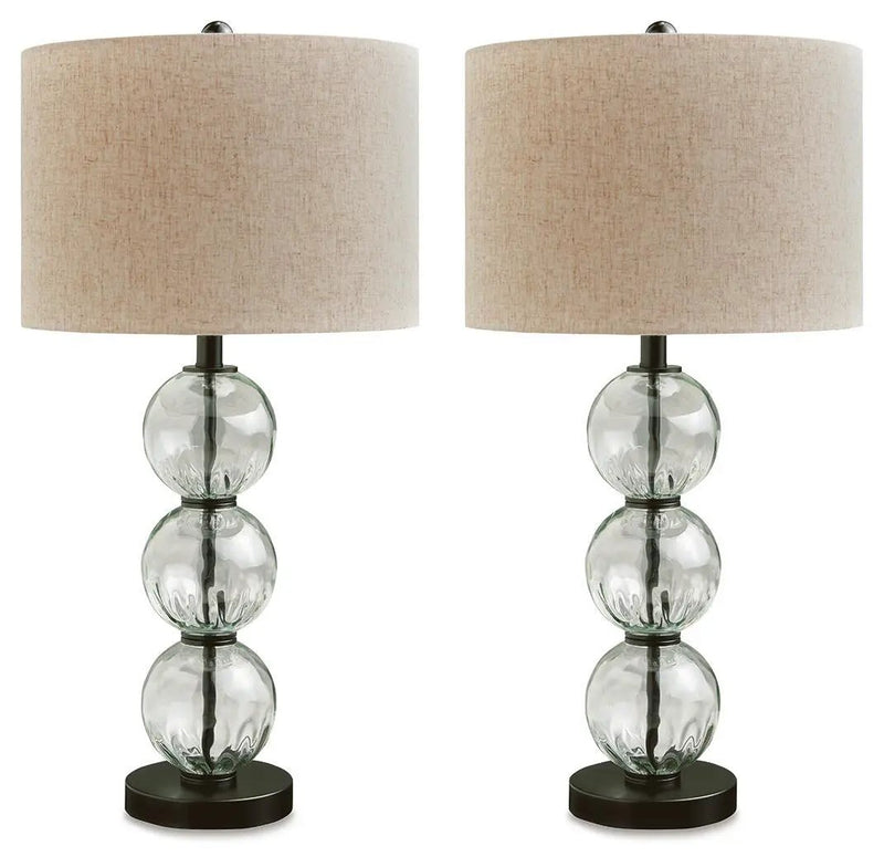 Airbal - Glass Table Lamp (Set of 2) - Clear / Black by Unique Piece Furniture