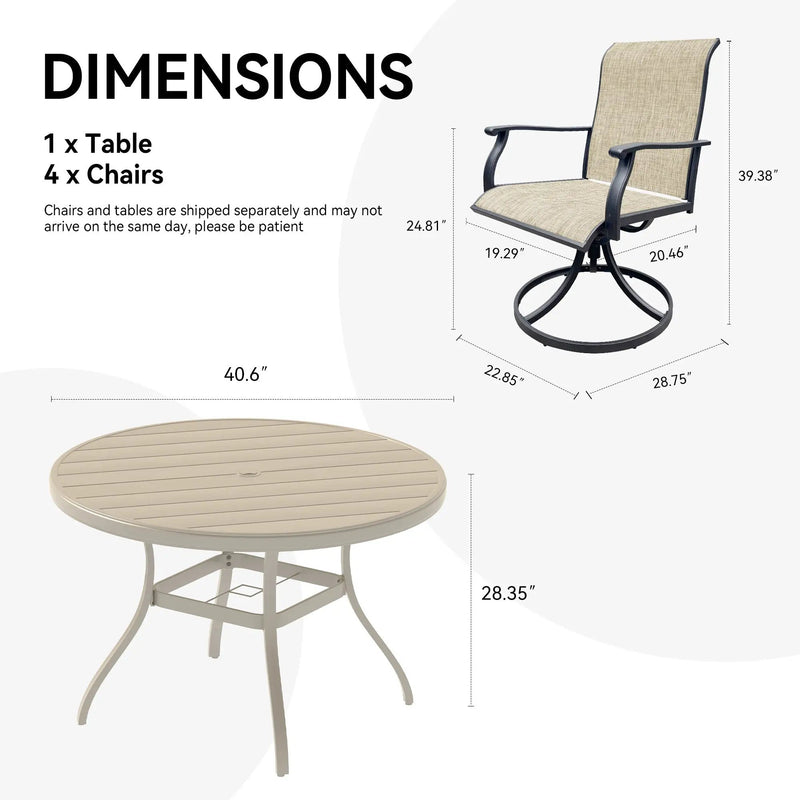 Outdoor Patio Furniture Set for 4 with Swivel Chairs by HouseOfZazla