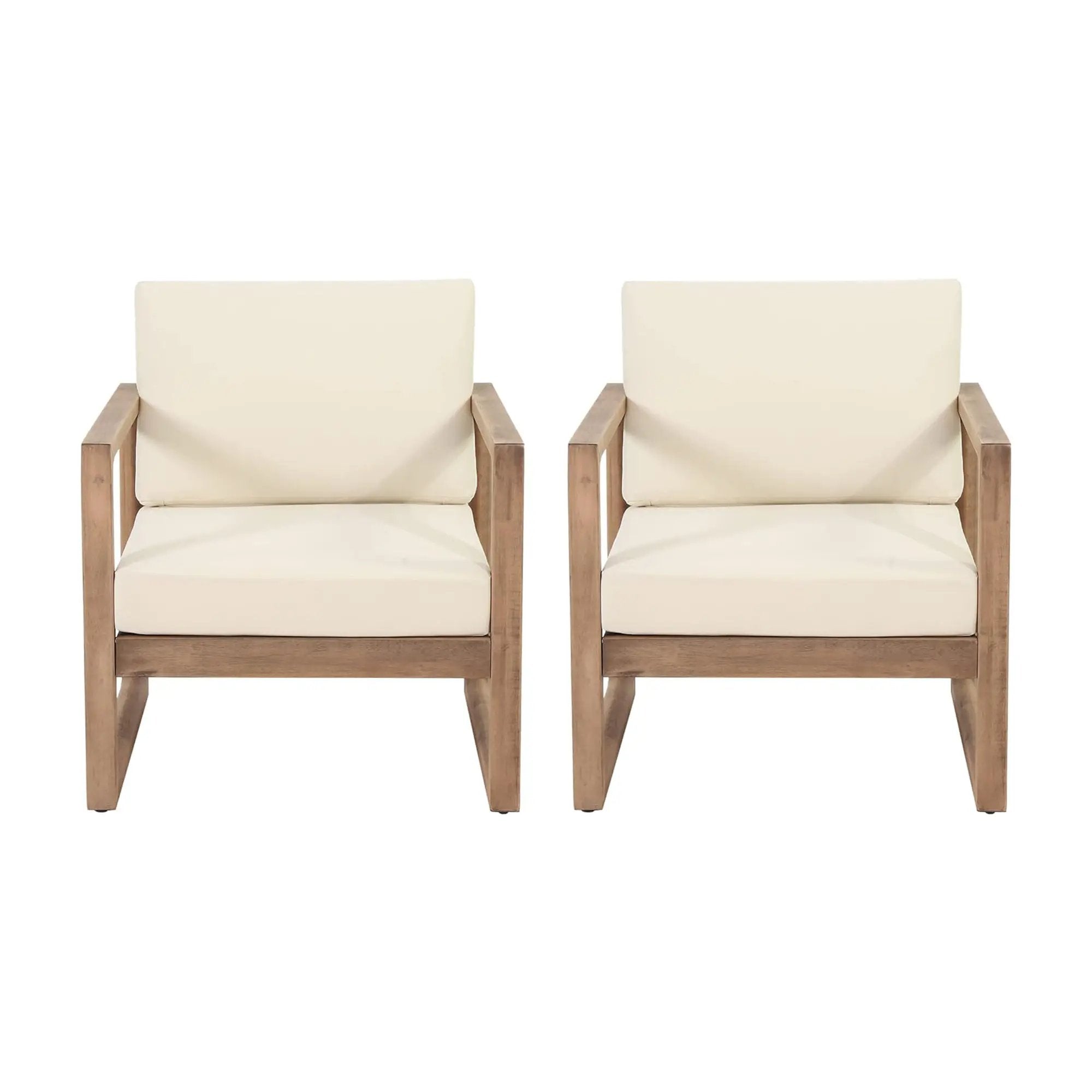 Set of 2 Outdoor Acacia Wood Patio Club Chair by HouseOfZazla