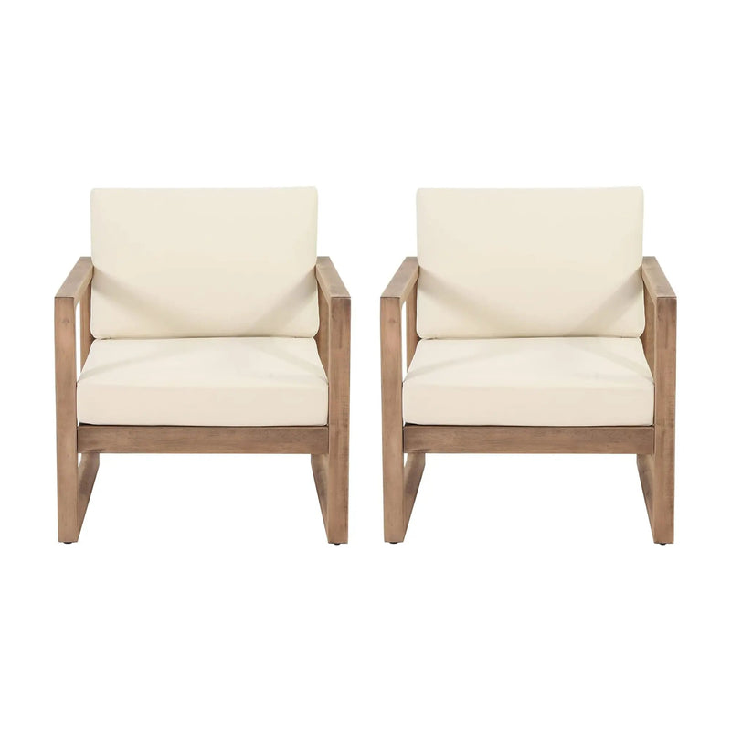 Set of 2 Outdoor Acacia Wood Patio Club Chair by HouseOfZazla