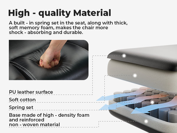 Ergonomic Office Chair with Lumbar Support and Liftable Headrest - Black PU Leather, photo 6 of 10