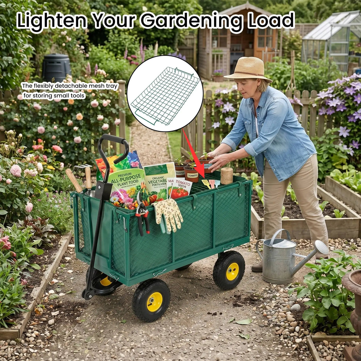 3-in-1 Oversized Steel Garden Cart by HouseOfZazla