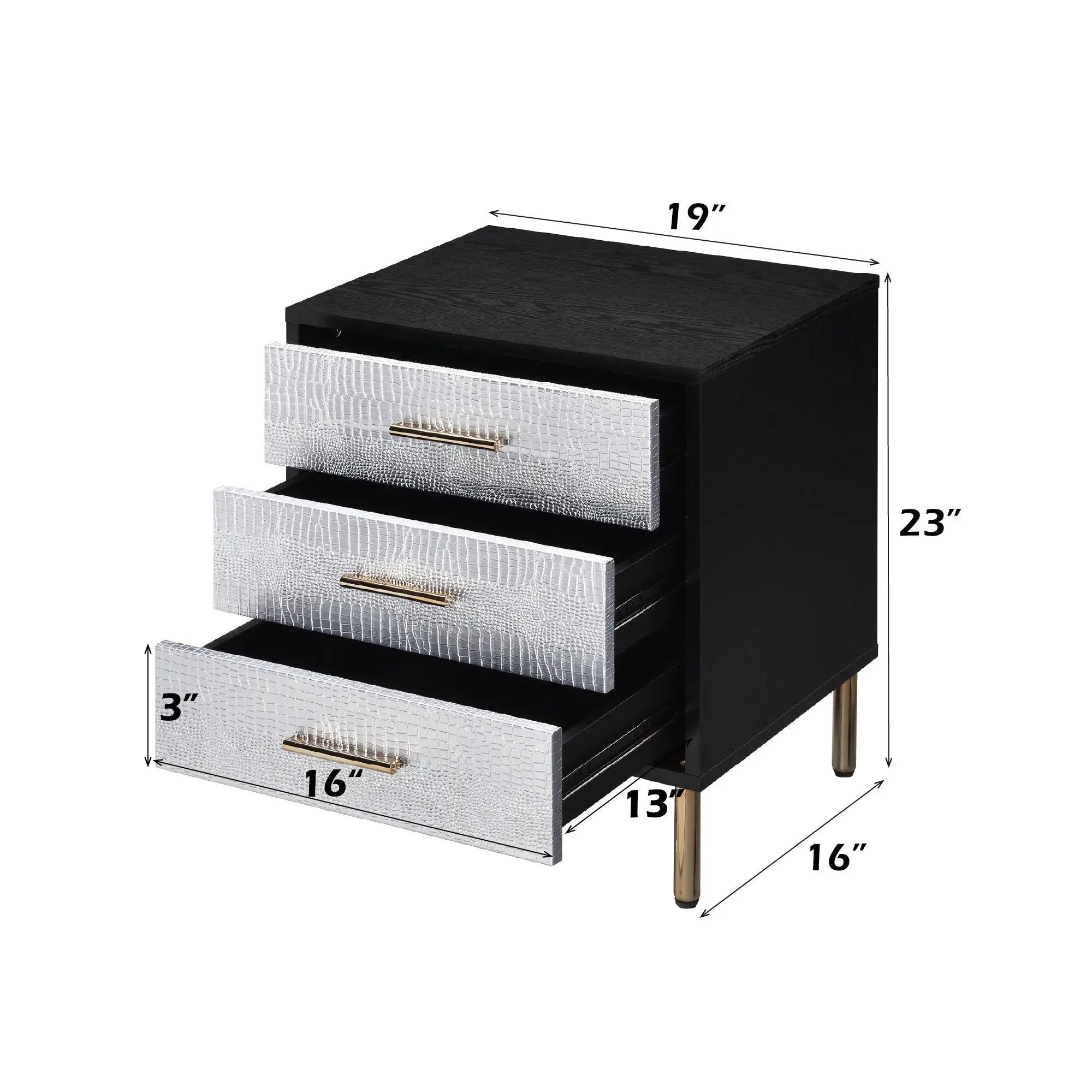 Myles - Nightstand - Black / Gold / Silver by HouseOfZazla