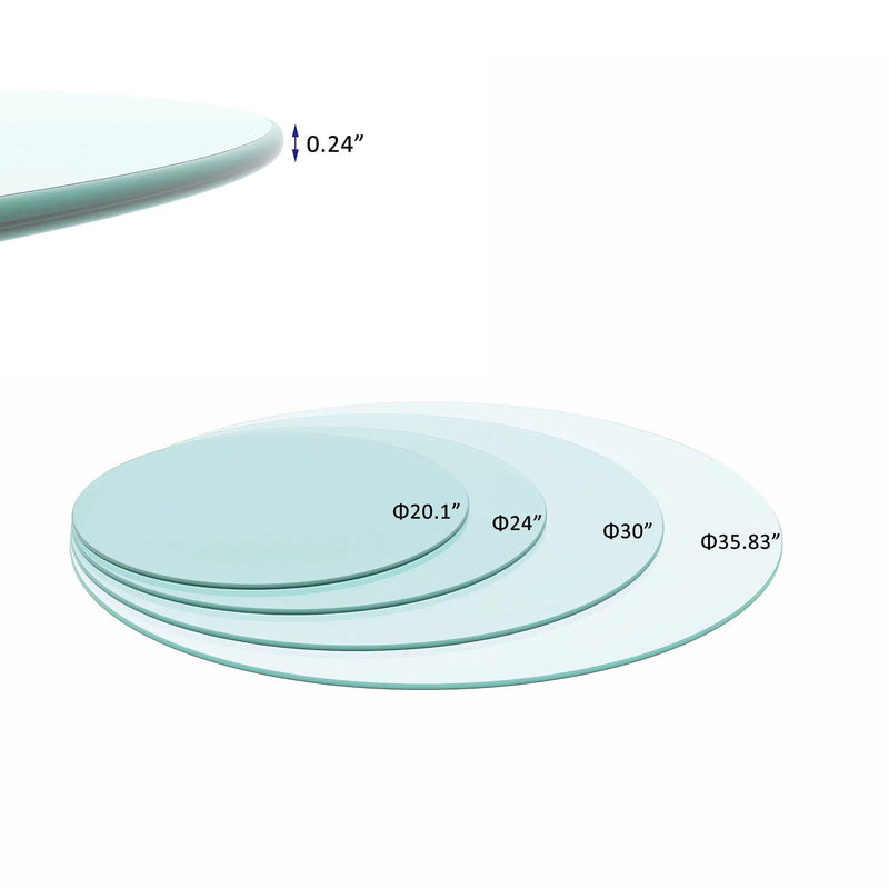 20" Round Tempered Glass Table Top Clear Glass 1 / 4" Thick Round Polished Edge - Transparent by HouseOfZazla