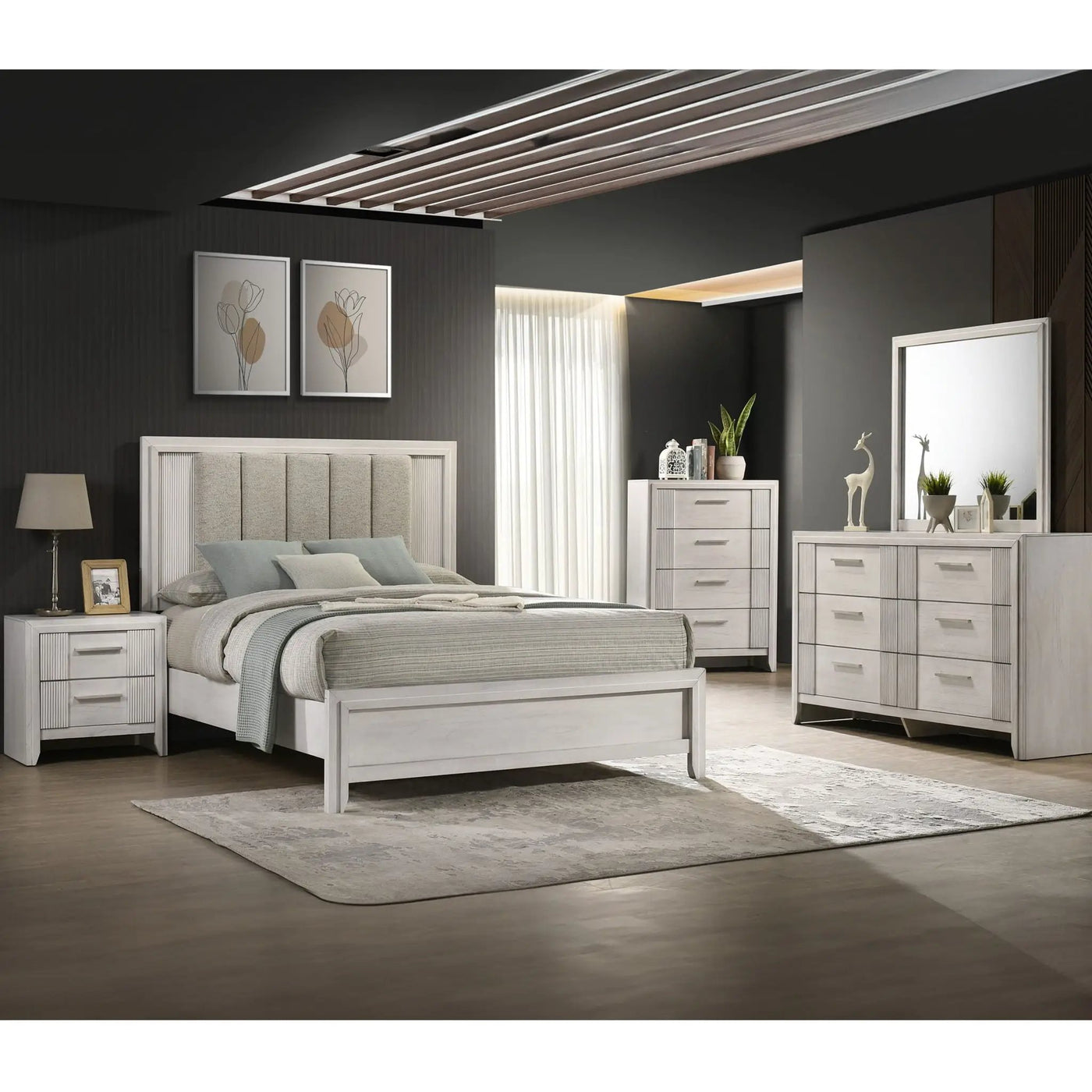 Plush Upholstered Headboard Framed Bed by HouseOfZazla