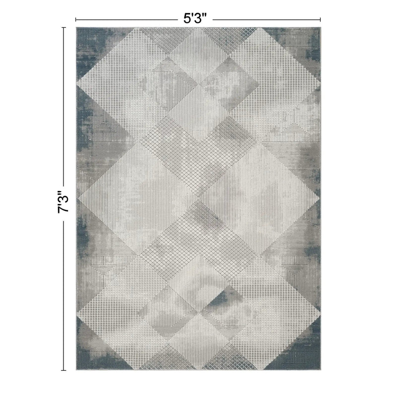 Geometrix - 5'3" X 7'3" Area Rug With Geometric, 3D Effect - Gray / Ivory by Unique Piece Furniture