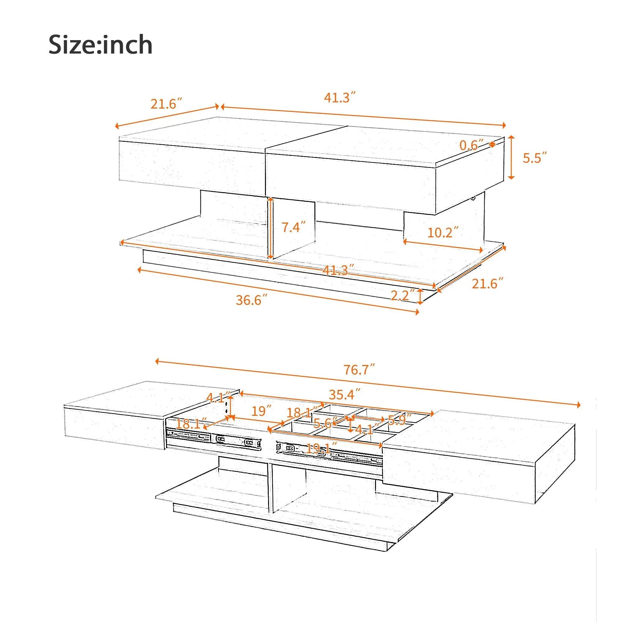 Multifunctional Adjustable Coffee Table With Hidden Storage Space For Living Room by Unique Piece Furniture