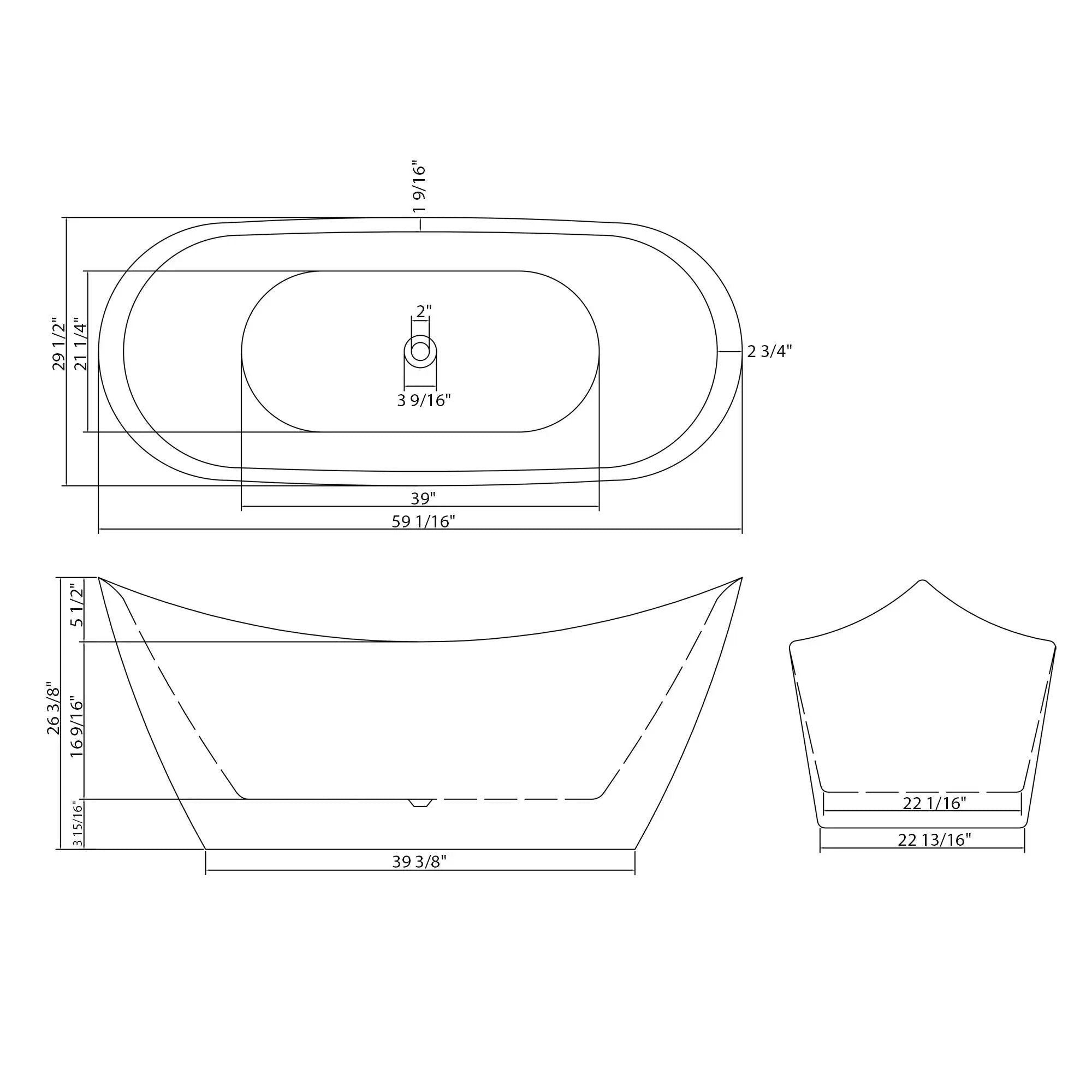 Glossy Freestanding Bathtub, Double Slipper Design, Deep Soaking Comfort by HouseOfZazla