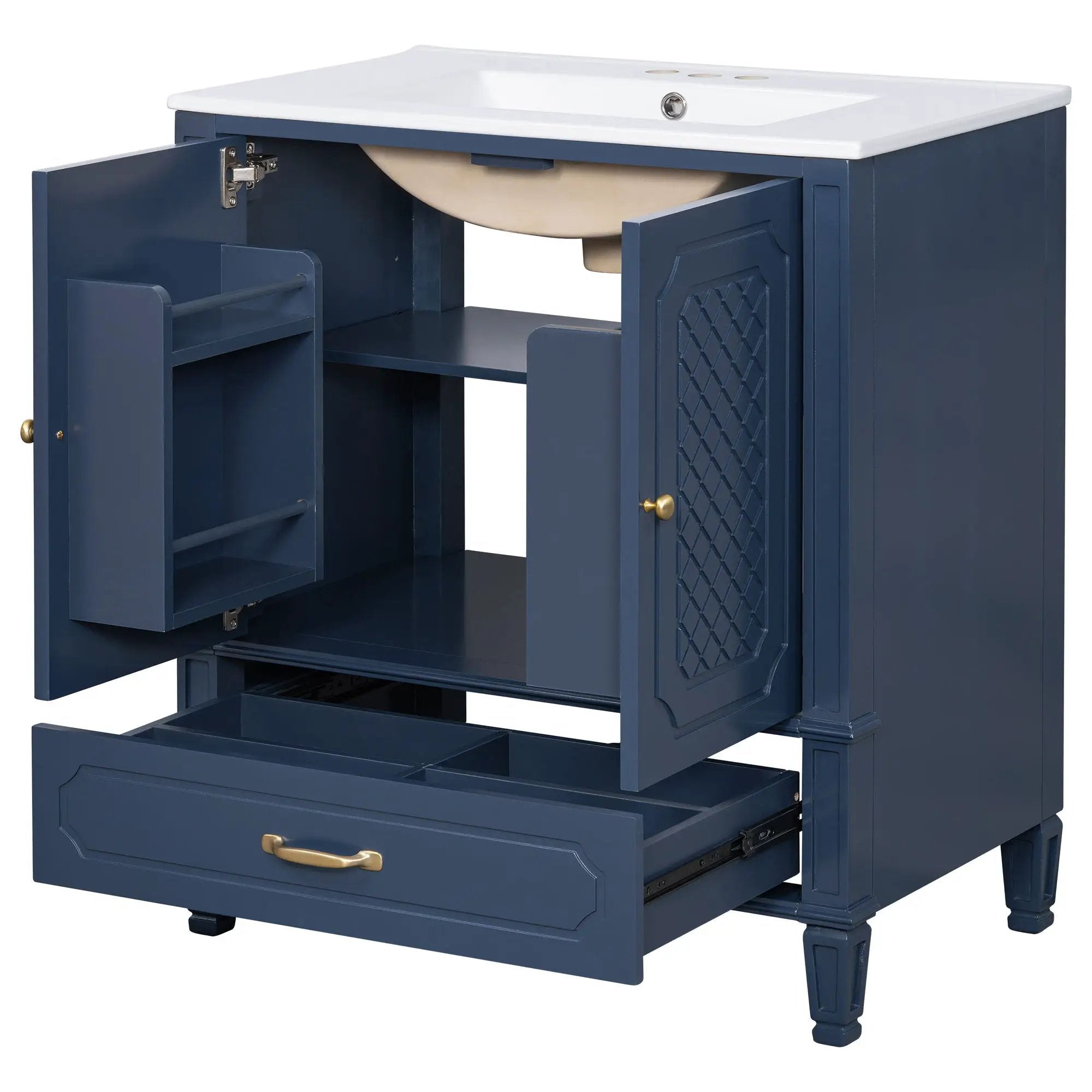 Bathroom Vanity With Sink, Soft Closing Door, Multi Functional Storage by HouseOfZazla