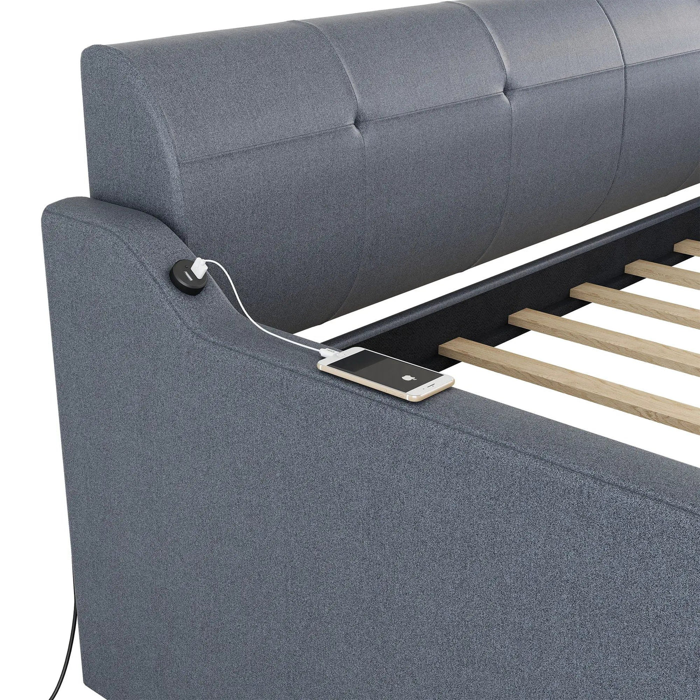 Upholstered Daybed With Trundle And USB Charging by HouseOfZazla