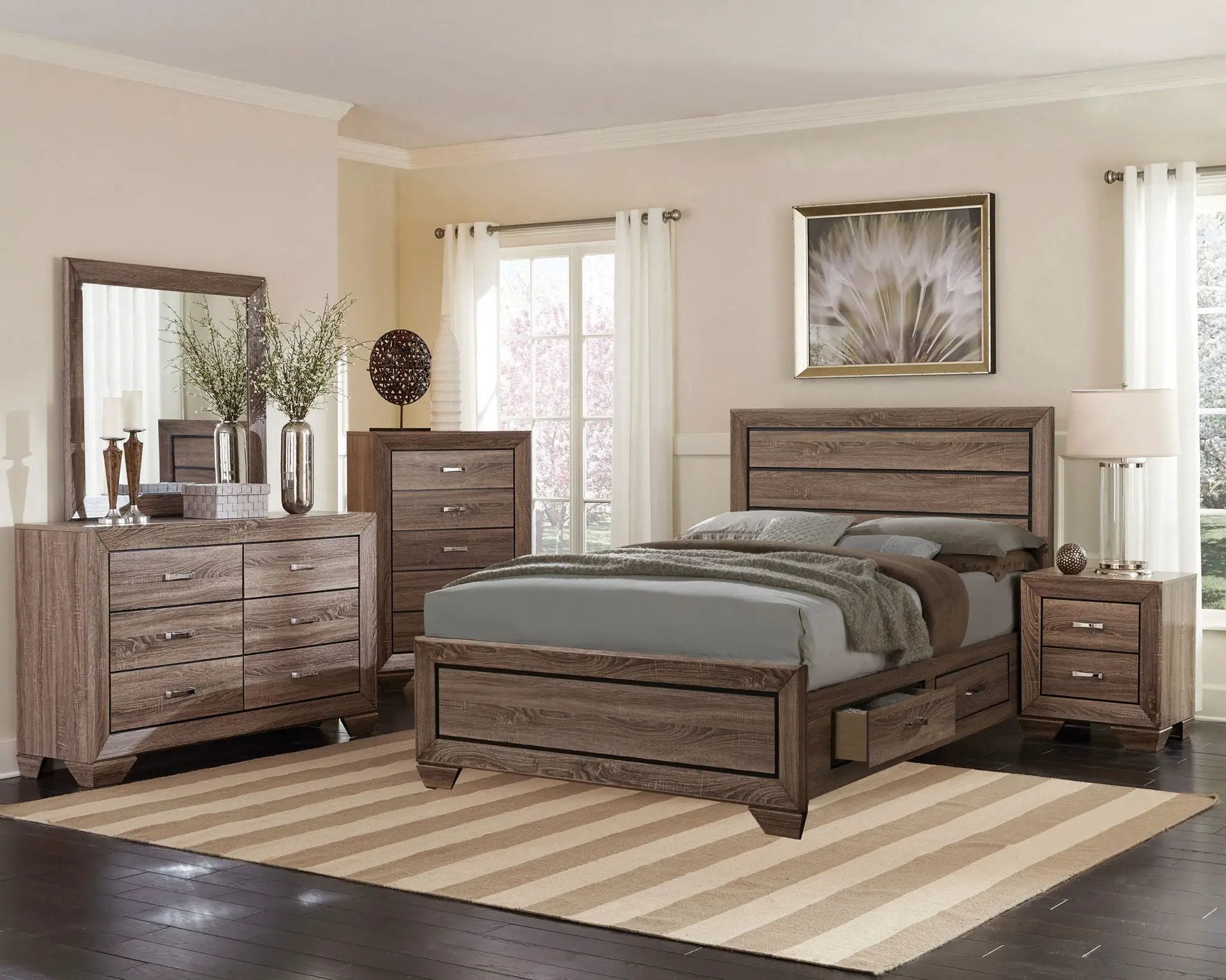 Kauffman 5-piece Queen Bedroom Set Washed Taupe by Unique Piece Furniture