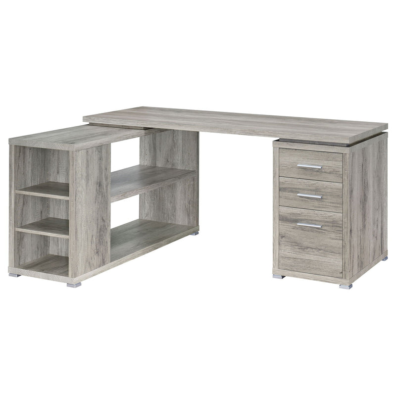 Tona - L-Shape Computer Desk With 3 Drawers And 5 Shelves by HouseOfZazla