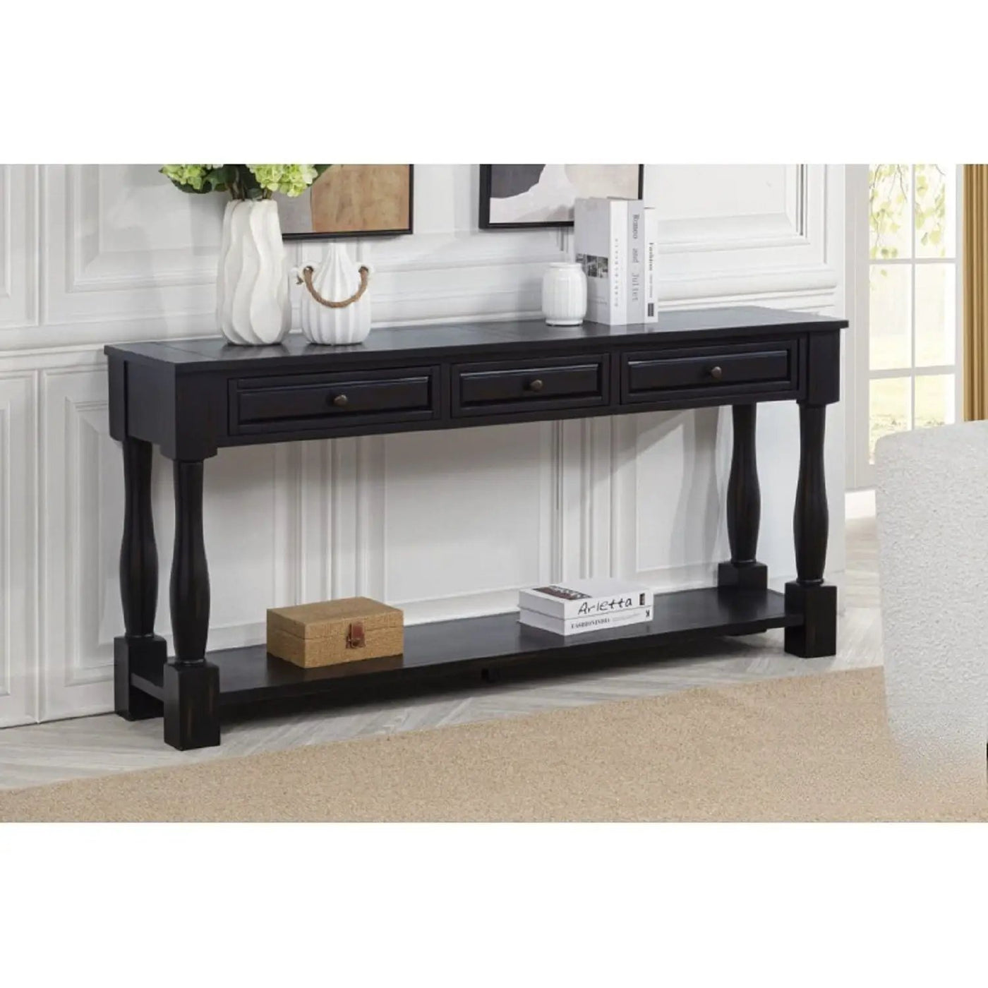 Long Console Table With Drawers And Shelf by HouseOfZazla