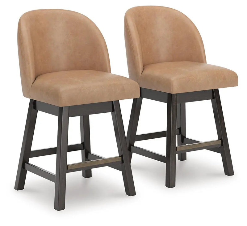 Neymorton - Upholstered Swivel Faux Leather Barstool (Set of 2) - Dark Grayish Brown by Unique Piece Furniture