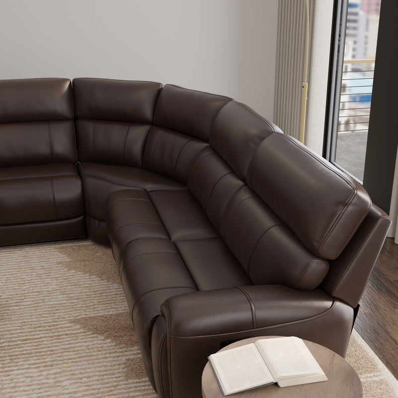Power Sectional with Adjustable Headrest & Footrest - Dark Brown Leather, photo 4 of 8