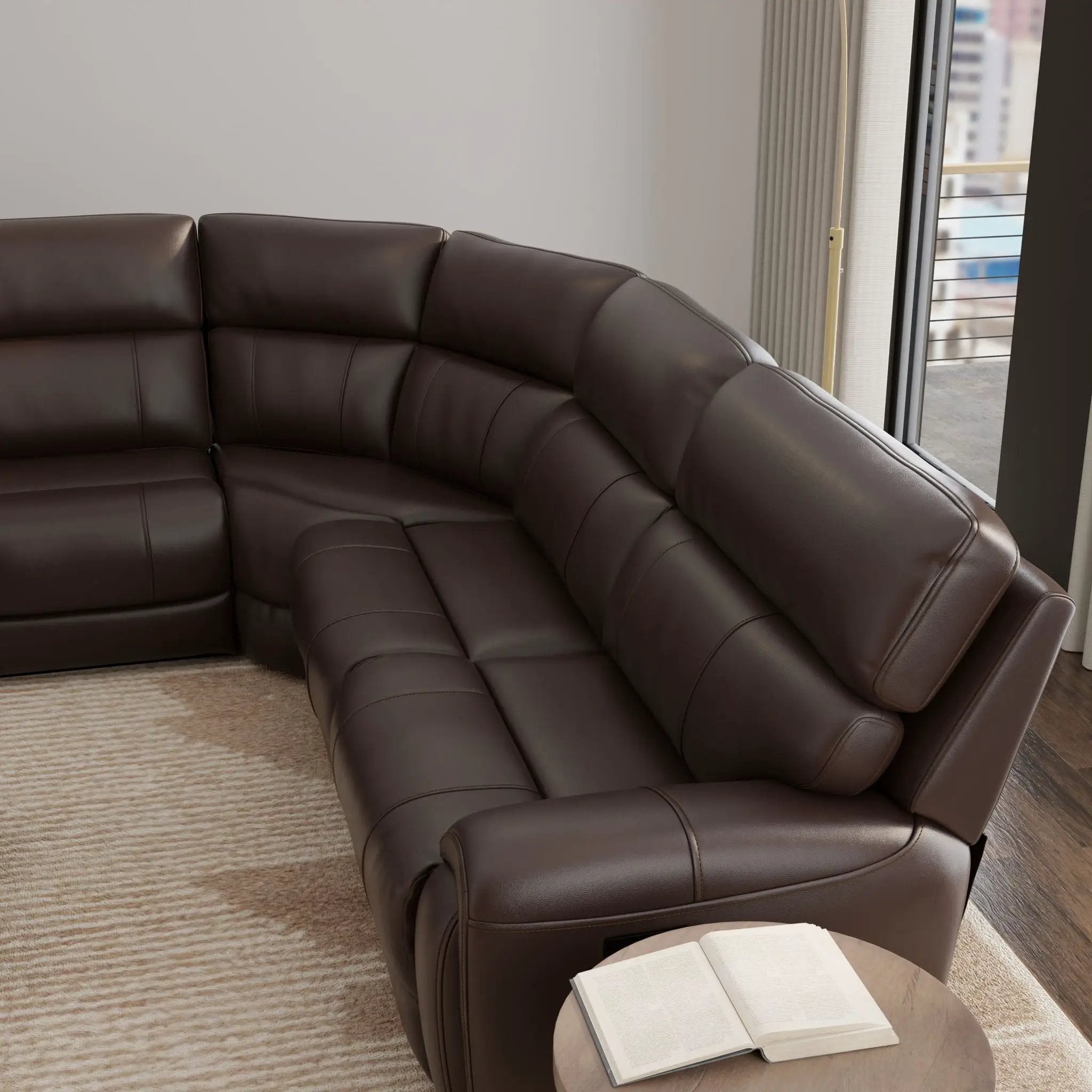 Brazil - Power Sectional With Adjustable Headrest & Footrest - Dark Brown