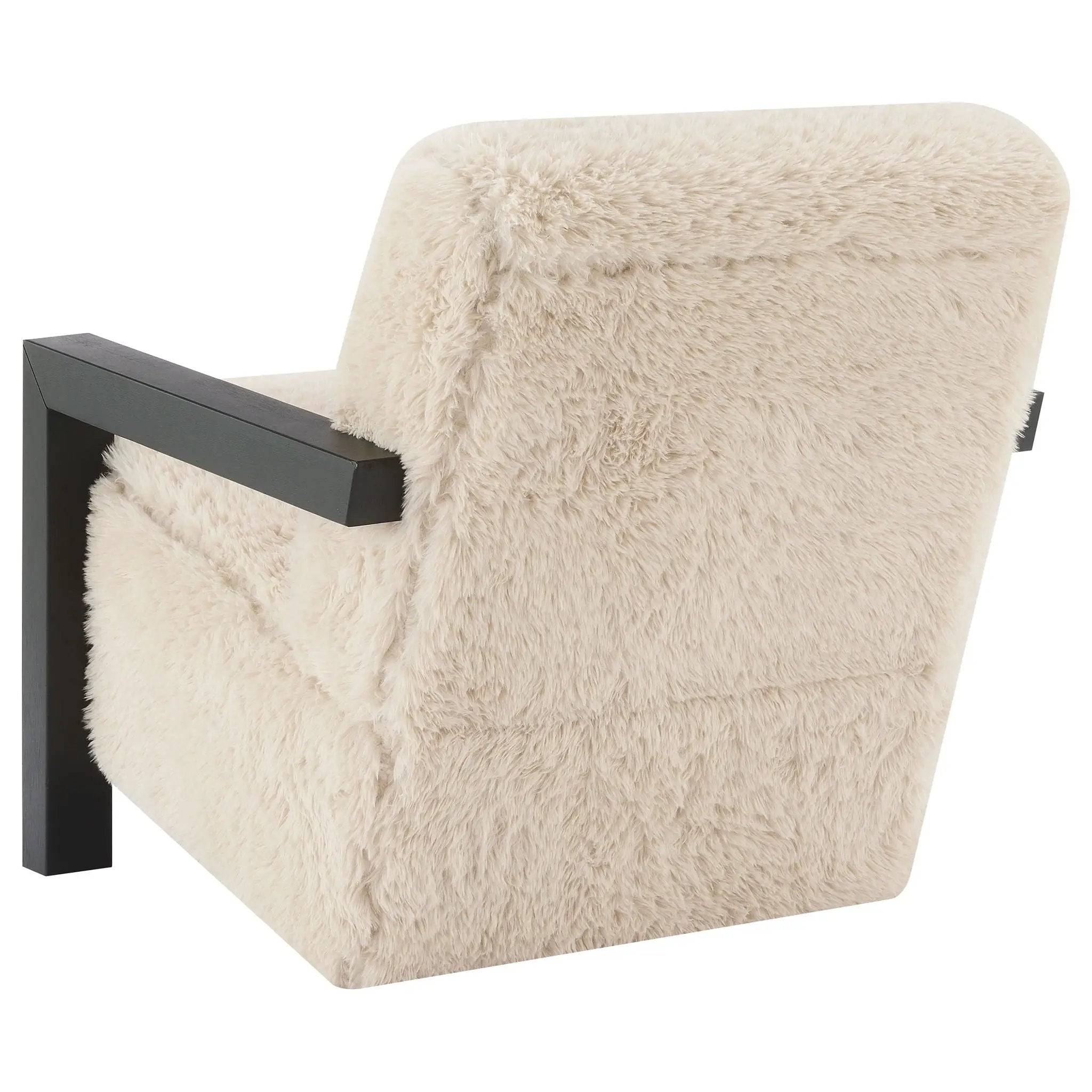 Fitzroy Faux Fur Upholstered Chair Solid Wood Arms Latte by Unique Piece Furniture