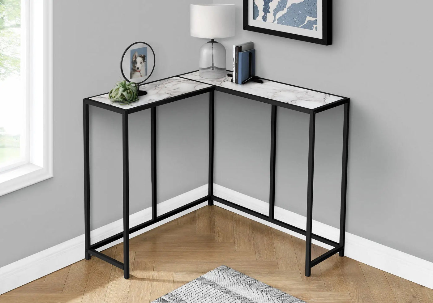 Corner Accent Console Table For Entryway, Unique L-Shaped Design by Unique Piece Furniture