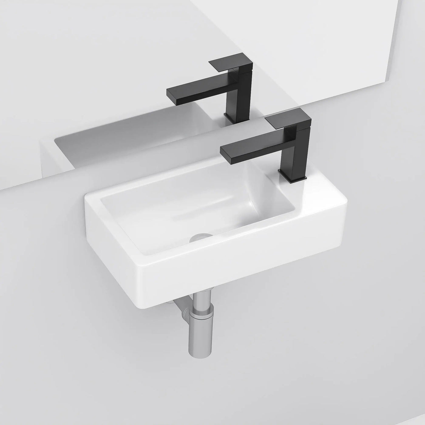 Modern Ceramic Rectangle Wall Mount Bathroom Sink With Single Faucet Hole by HouseOfZazla