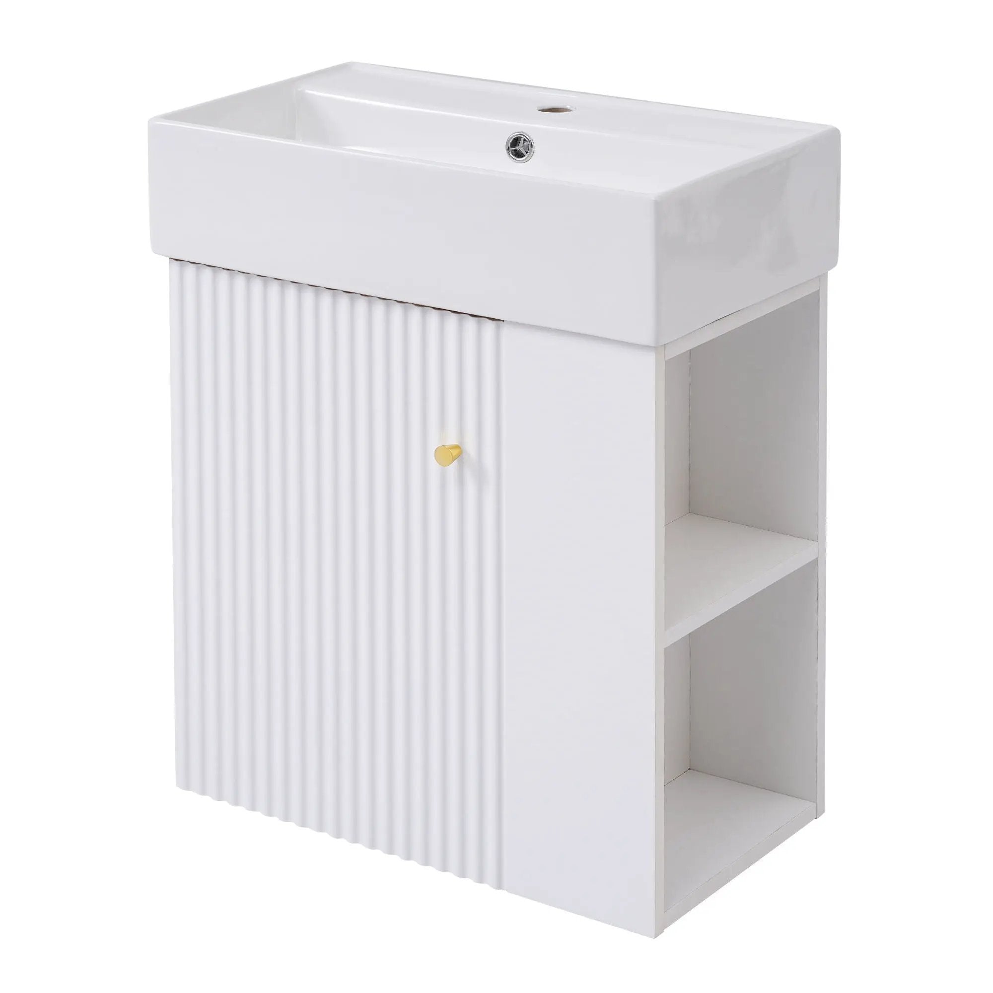 Modern Floating Bathroom Vanity With Ceramic Basin Perfect For Small Bathrooms by HouseOfZazla