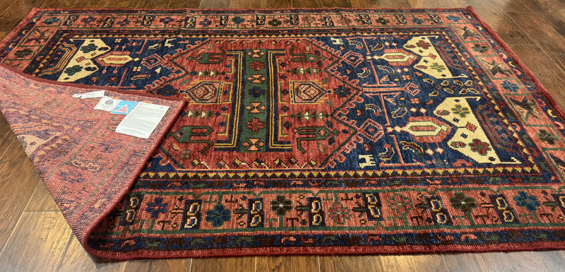 Persian Tribal Heriz Design Rug 6x9, Pottery Barn Rug, Hand Knotted Wool Vintage Rug by Jewel Rugs
