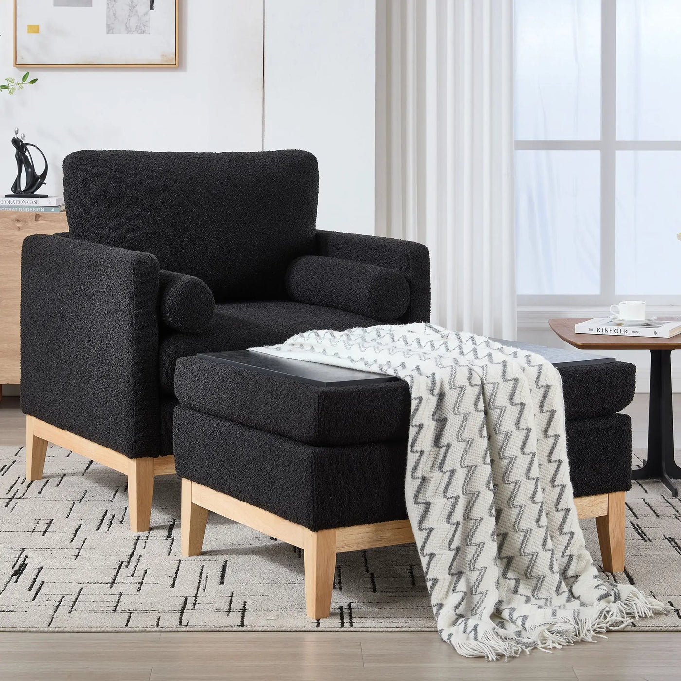 Oversized 360 Degree Swivel Barrel Accent Chair And Ottoman Set With Storage by HouseOfZazla